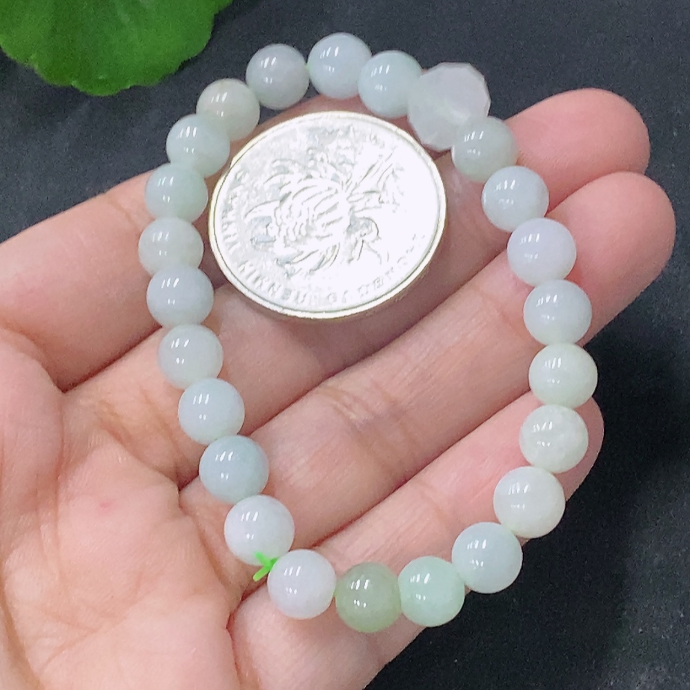 F31662543 Jadeite Bracelet Approx. 6.8mm Beads Total Weight About 12.73g Non-A Grade Accessory Beads
