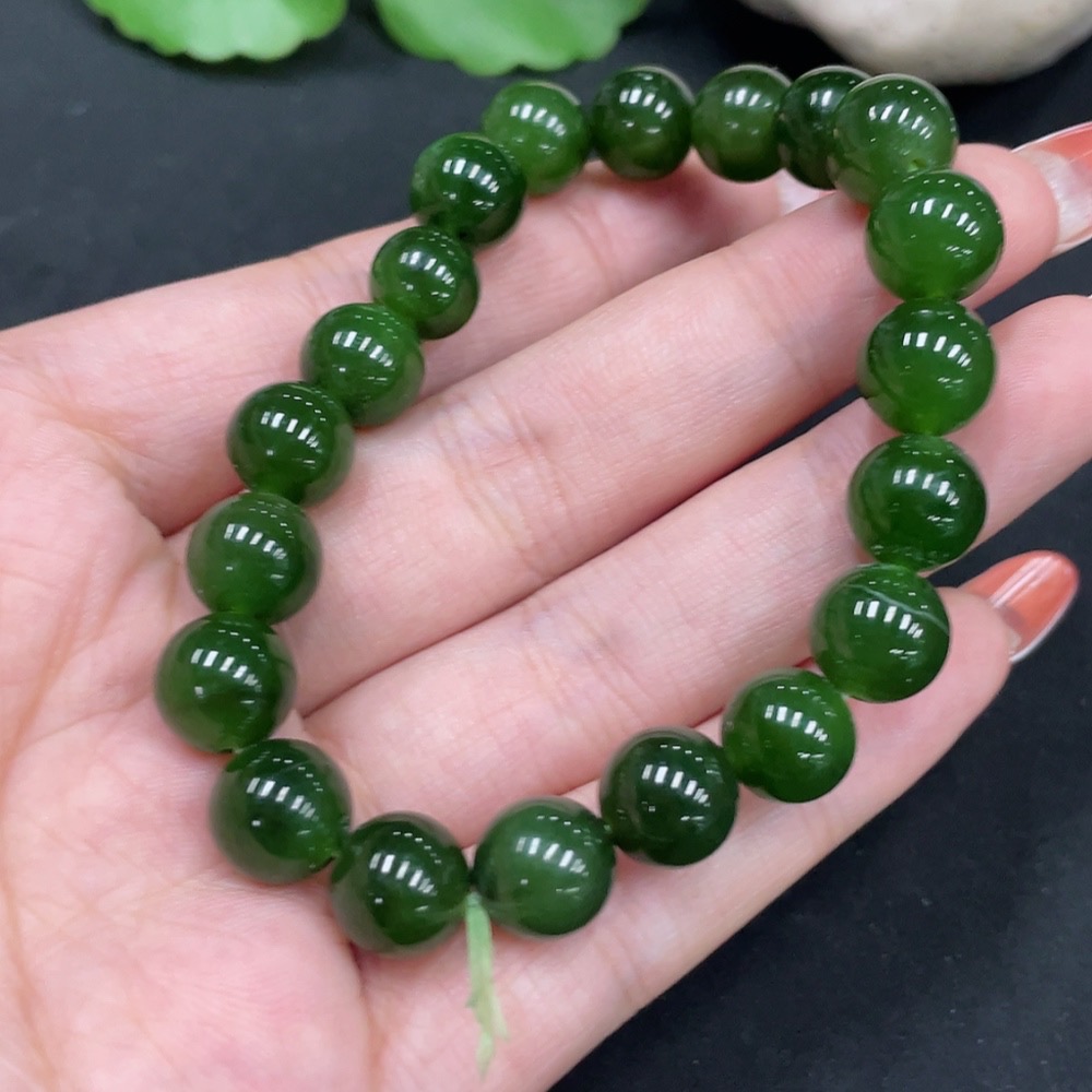 H35085265 Hetian Jade Jasper Bracelet, Approx. 9.3mm, Total Weight Approx. 26.6g