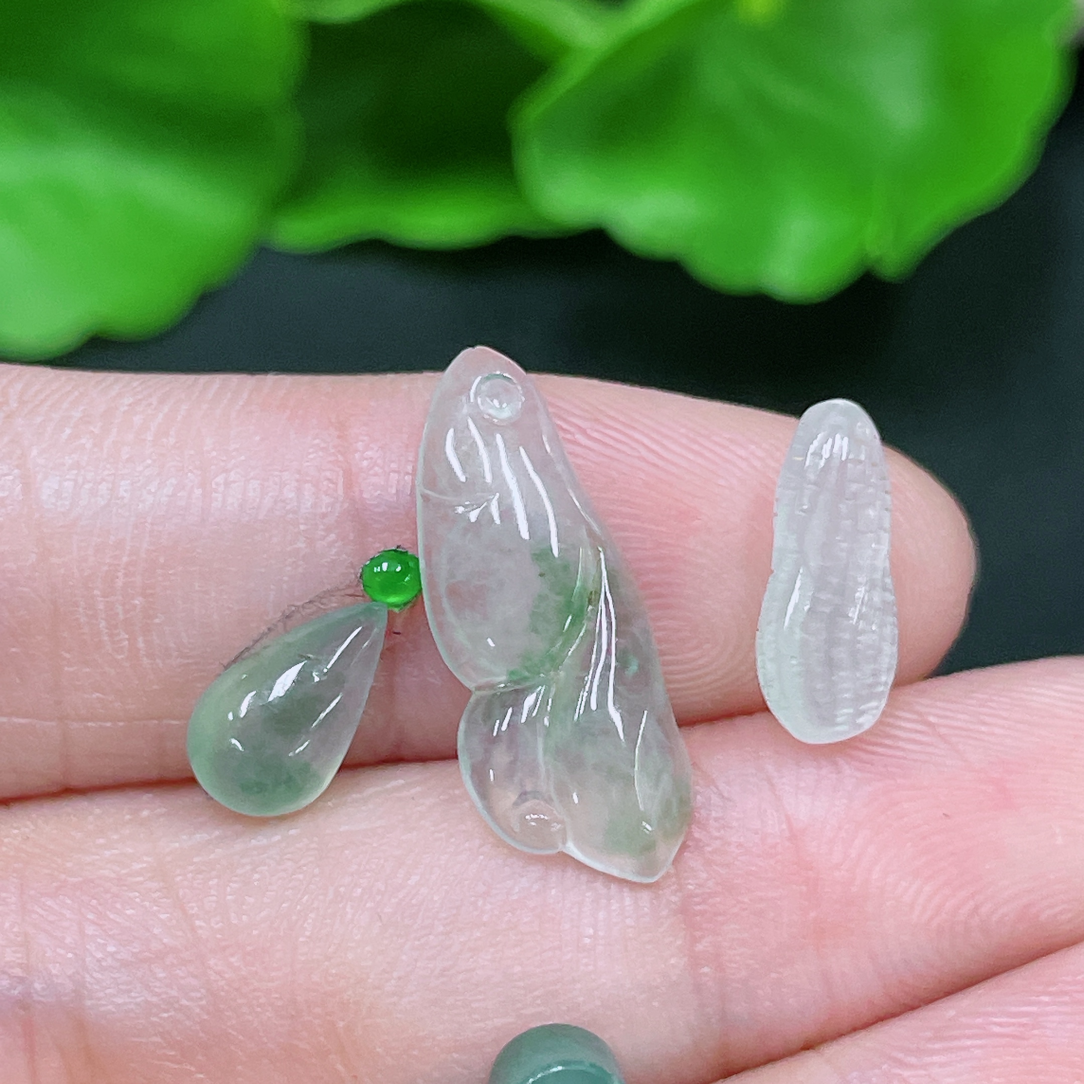 F34958004 Jadeite inlay piece,戒面, fish, water drop, peanut, bead