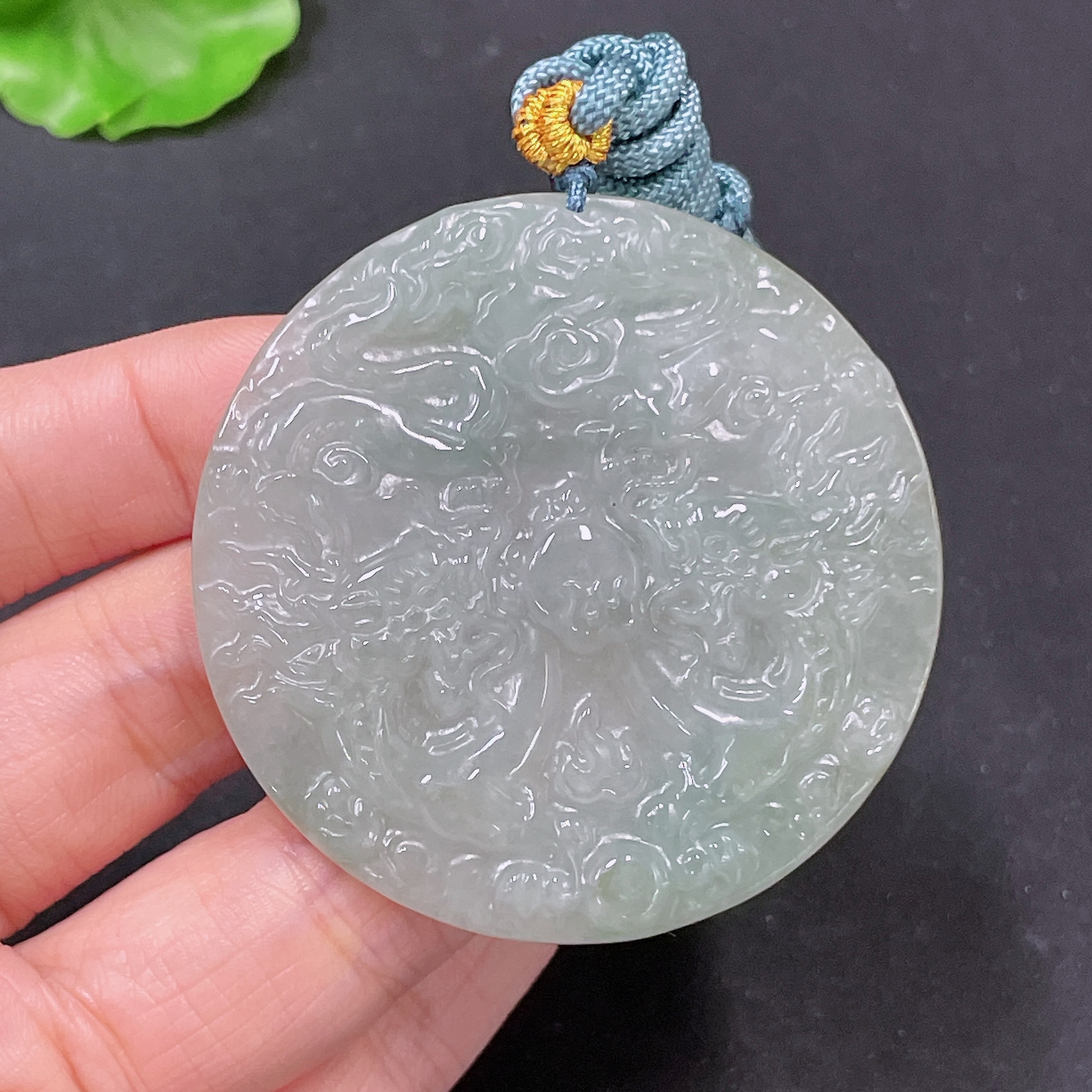 F35105356 Jadeite Pendant Dragon Plaque with Cord Total Weight Approx. 33.81g