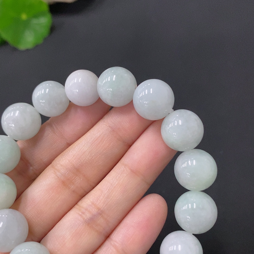 F33828587 Jadeite Beads Bracelet Approx. 12.3mm Total Weight Approx. 51g