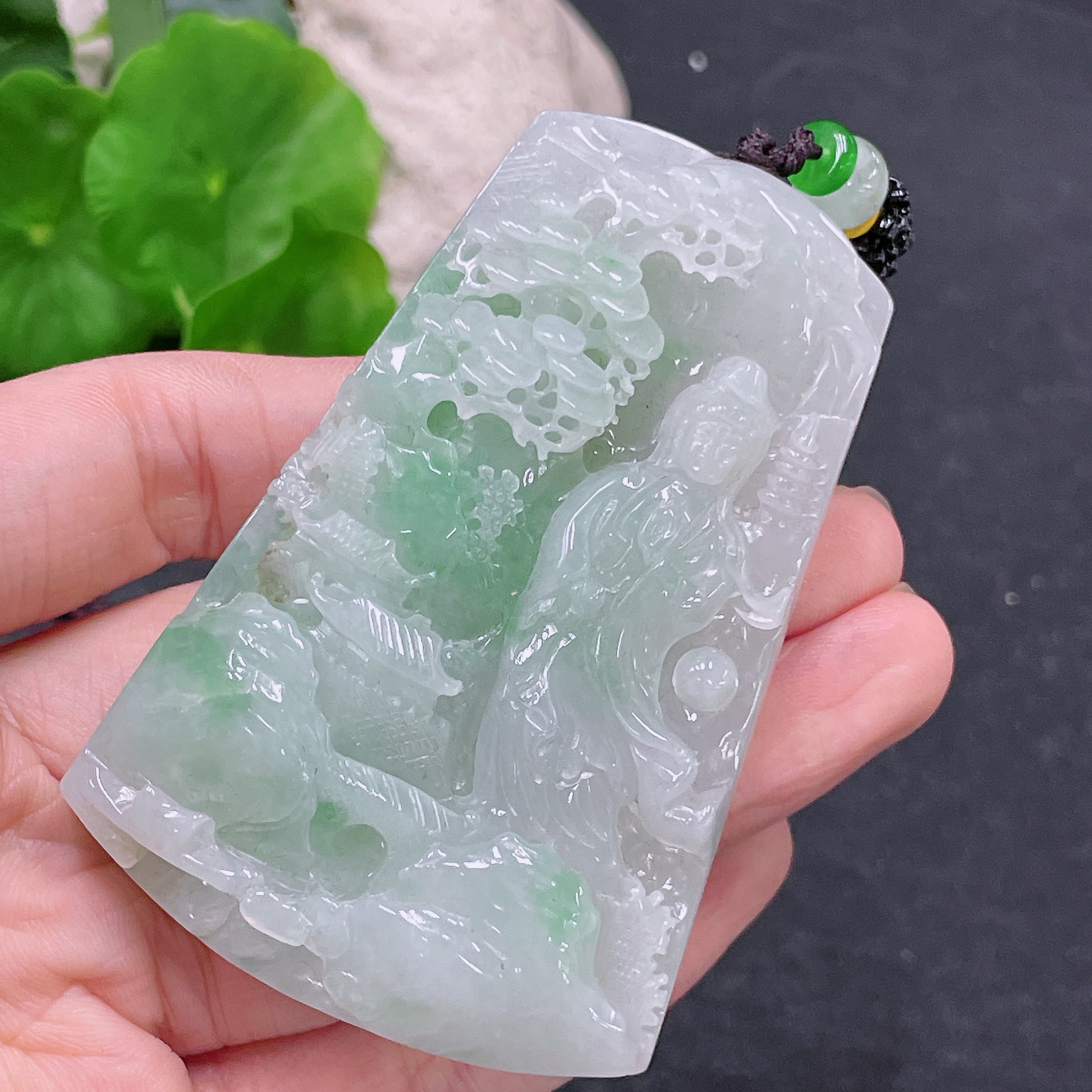 F33864917 Jadeite Pendant Guanyin with Cord Total Weight Approx. 93.4g