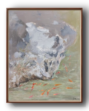 P39658884 毛岸明《芳园雅韵》布面油画 有内框 无外框 约40*50cm