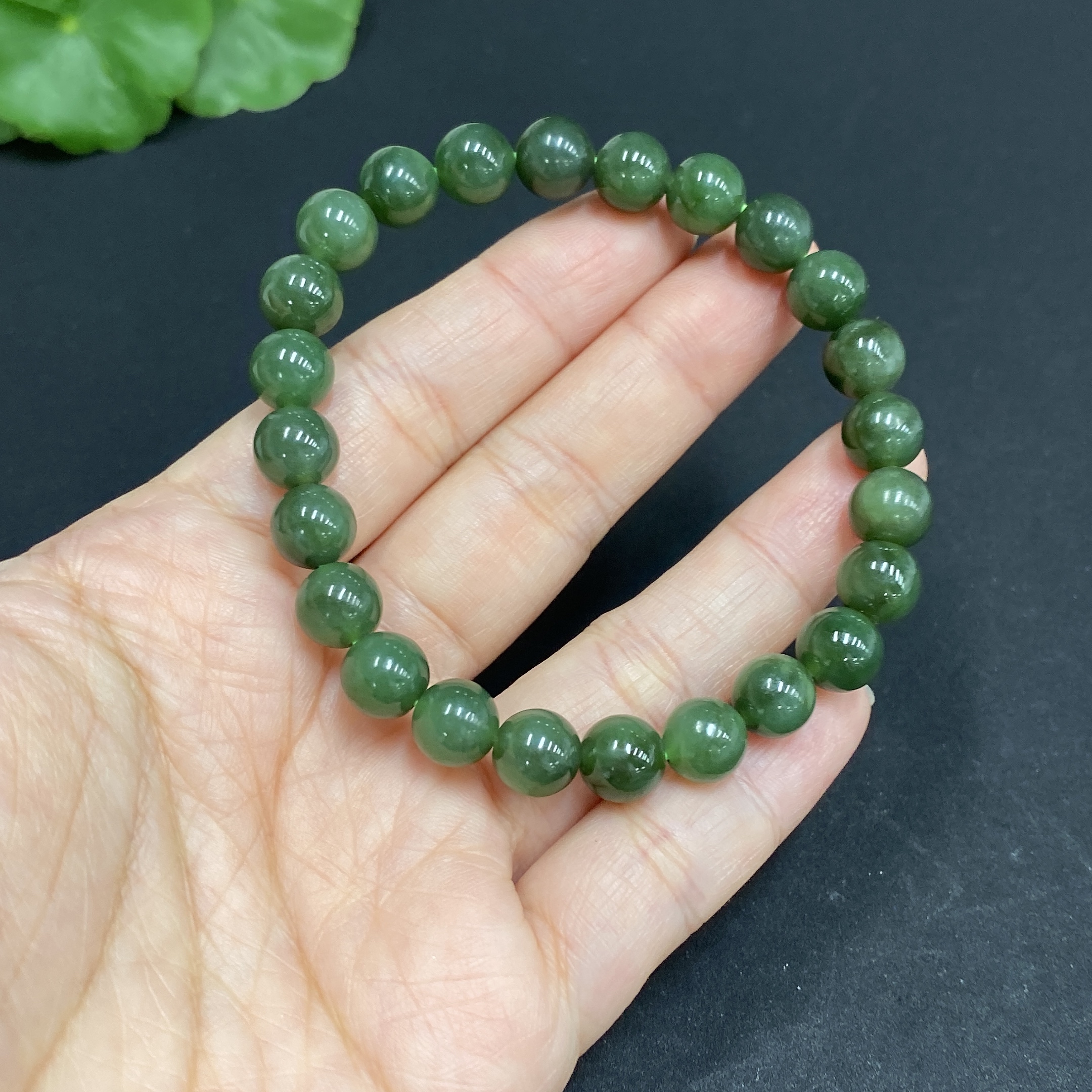 H34969928 Hetian Jade Jasper Bracelet Approx. 7.6mm Total Weight Approx. 18.4g