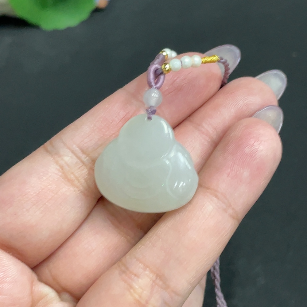 H33881089 Hetian Jade Pendant, Buddha, Total Weight: approx. 11g [with rope]