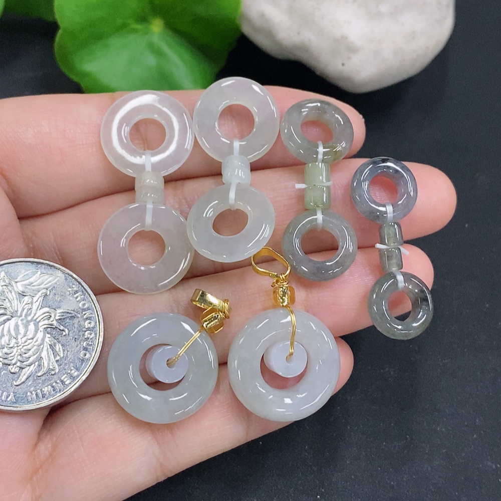 F28289072 Jadeite Pendants Sell as a Lot Non-Gold Inlaid