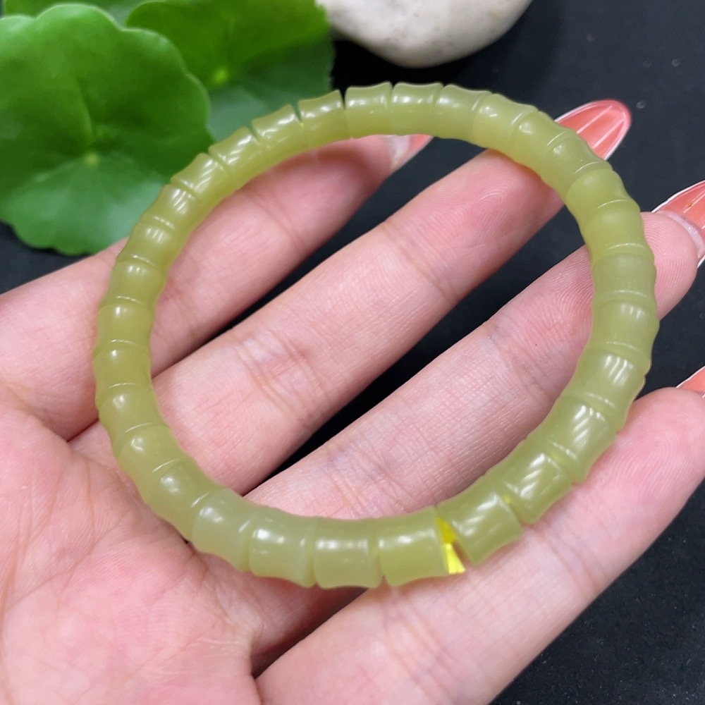 H34062597 Hetian Jade Beaded Bracelet approx. 6.5mm, Total Weight approx. 16.8g