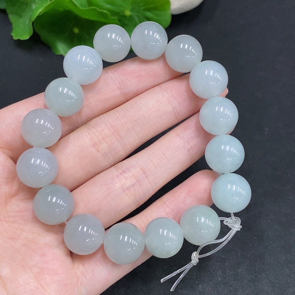 F34034448 Jadeite Bracelet, Total Weight Approx. 58.8g, Bead Size 12.7mm