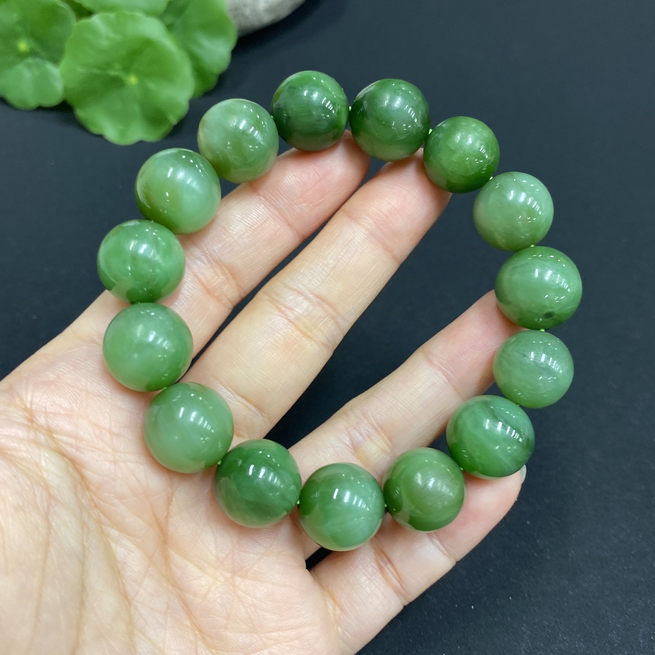 H32760030 Hetian Jade Bracelet Approx.13.6mm Total Weight Approx.58.2g