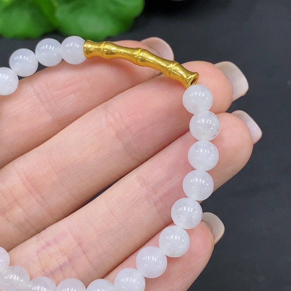 F26044850 Jadeite bracelet, approximately 5.7mm beads, total weight about 8.3g, accessories with 99% gold content