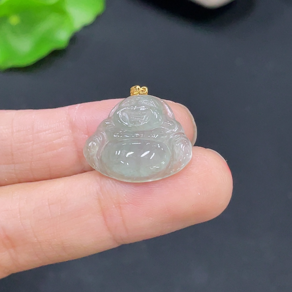 F31651756 Jadeite Pendant Buddha Bezel 18k Total Weight Approx. 1.92g