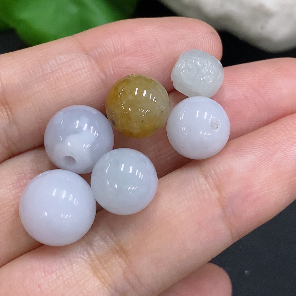 F31596885 Jadeite Beads Sell as a Lot (Color origin undetermined)
