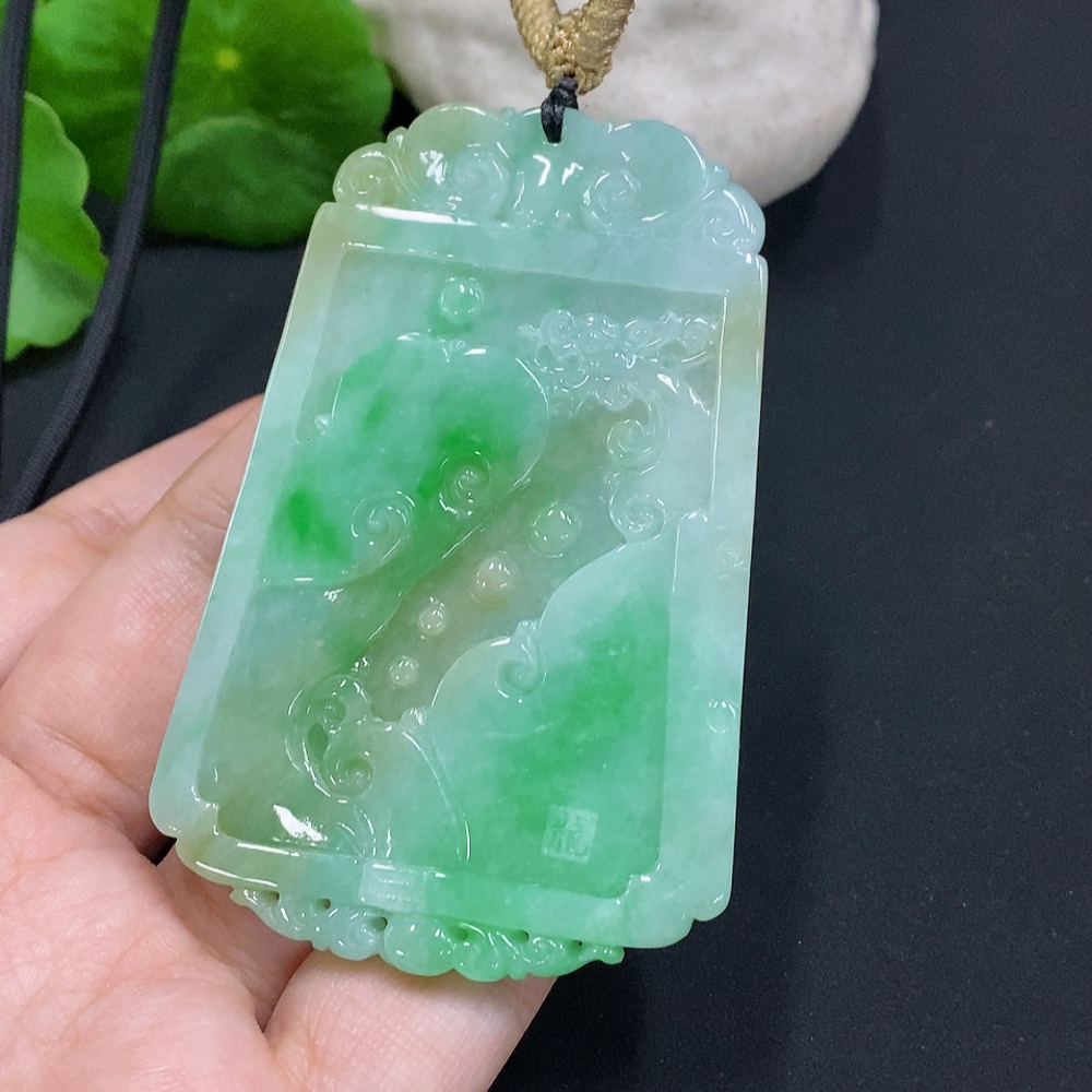 F31648458 Jadeite Pendant Total Weight Including Rope Approximately 53.5g