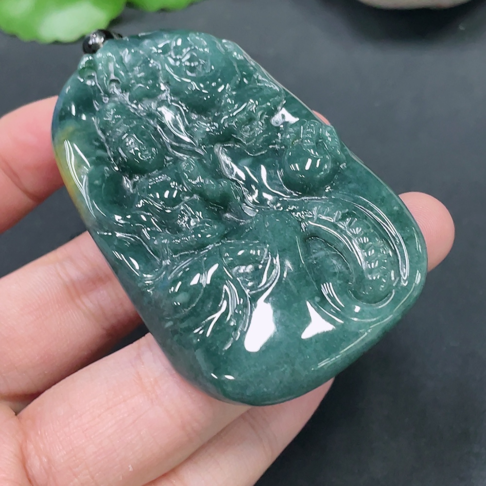 F19078030 Jadeite Dragon Guardian Pendant Total Weight 62.591g