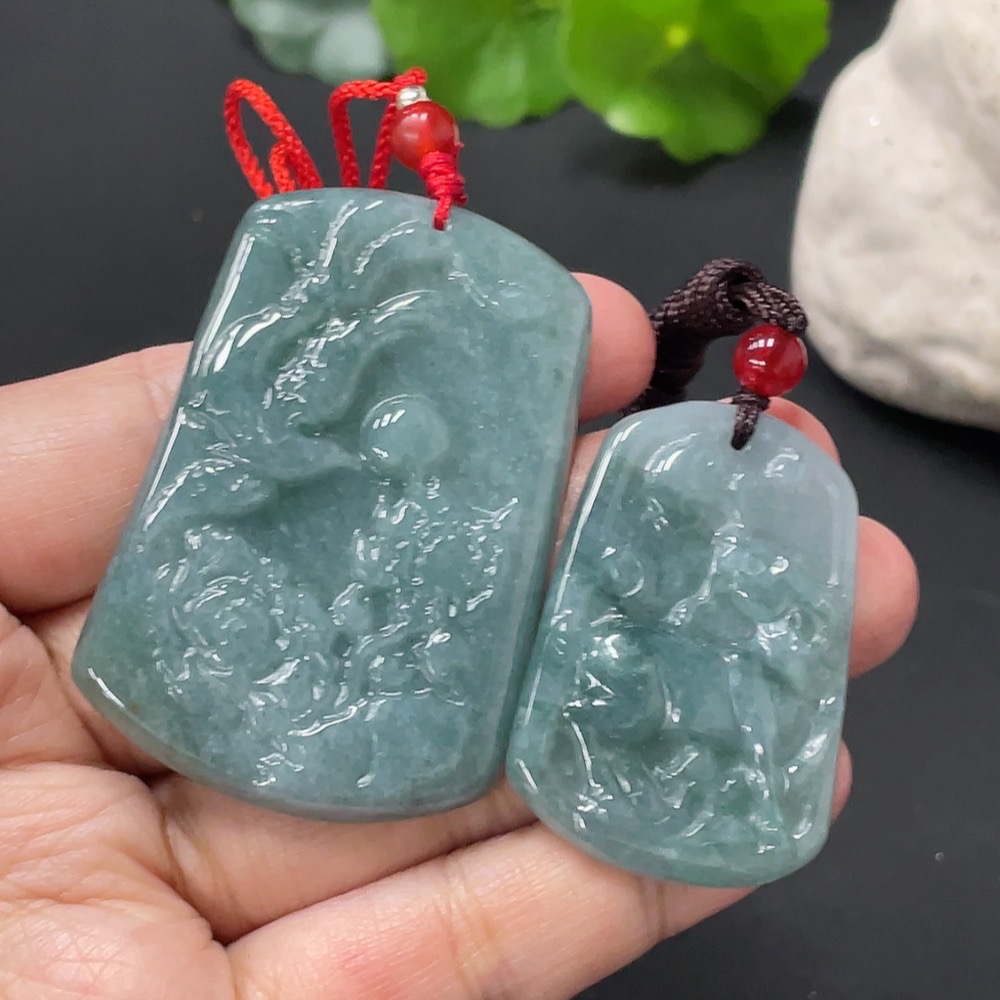 F26962931 Jadeite Pendant Flower Blooming Wealth Goat Plaque Beads Non-A