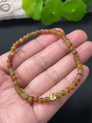 F28195849 Jadeite Beaded Bracelet Approx. 4.1mm Total Weight About 5.81g Non-Gold Beads Color Origin Undetermined