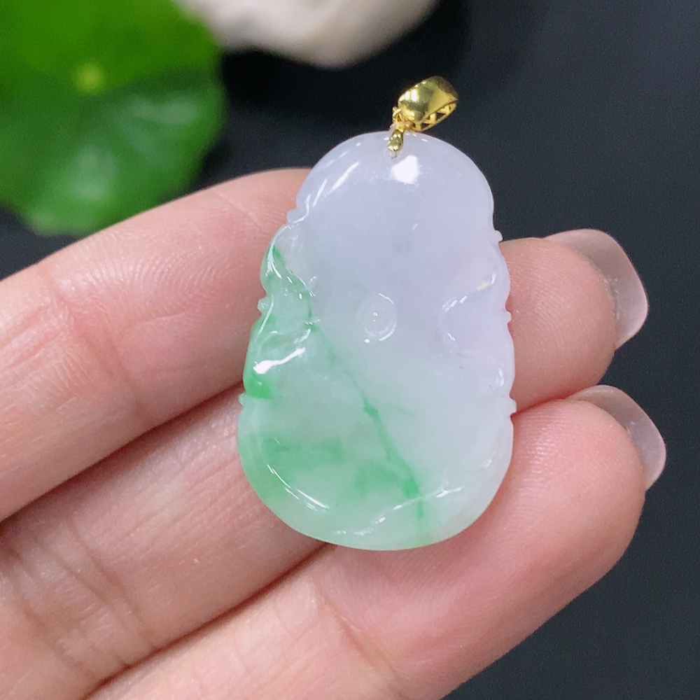 F34076329 Jadeite Pendant Lotus Leaf 18k Total Weight Approx. 4.12g