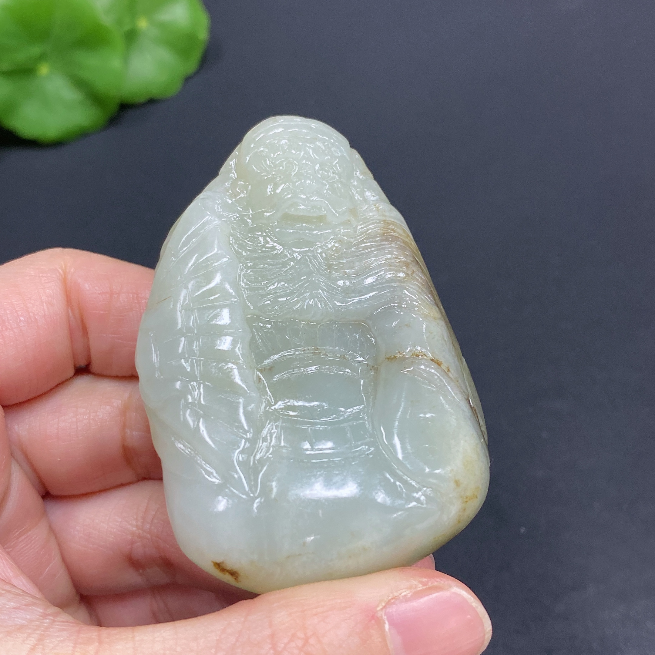 H25915015 Hetian Jade Handheld Carving - Zhong Kui