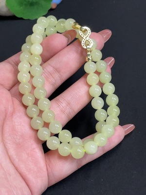 H35100344 Hetian Jade Bead Necklace, approx. 7.9 mm, total weight approx. 43.2g, non-gold