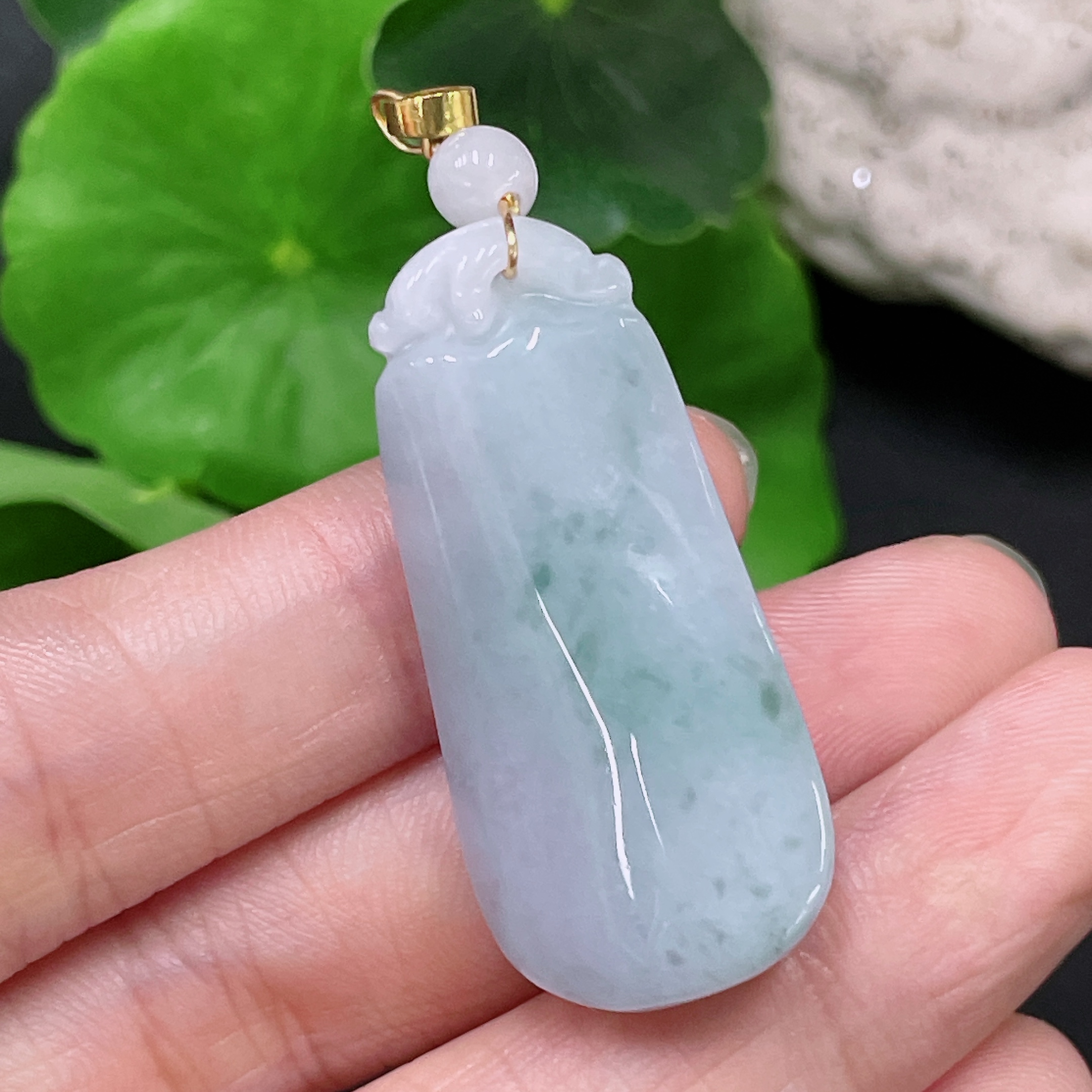 F33894142 Jadeite Auspicious Melon Pendant Total Weight Approx. 14.2g (Non-Gold Inlaid)