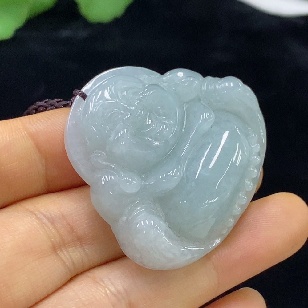 F34974243 Jadeite Buddha Pendant Total Weight Approximately 26.42g (Including Rope Weight)