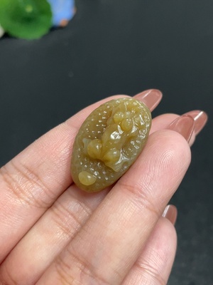 H34011299 Hetian Jade Pendant - Quacking Wealth - Total Weight: Approx. 9.7g
