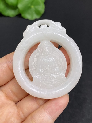 H32728283 Hetian Jade Pendant Guanyin Total Weight About 41g