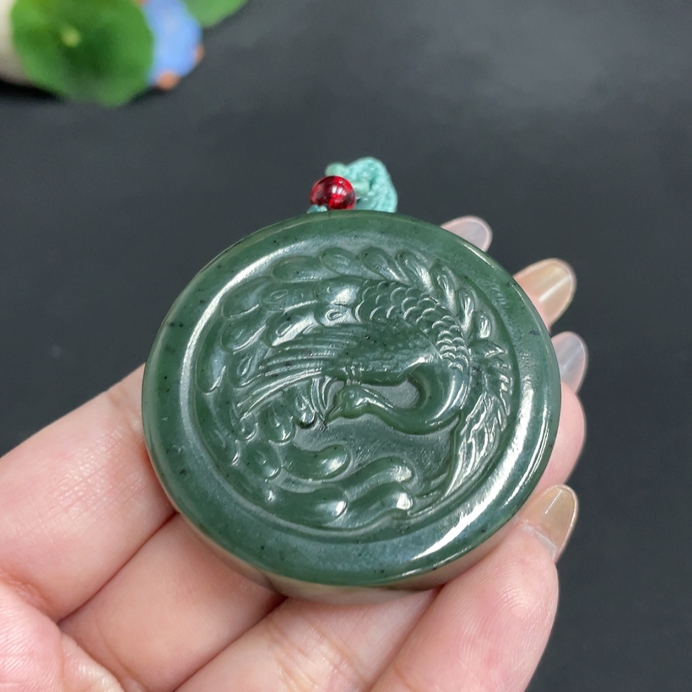 H32699493 Hetian Jade Pendant "Prosperity in Bloom