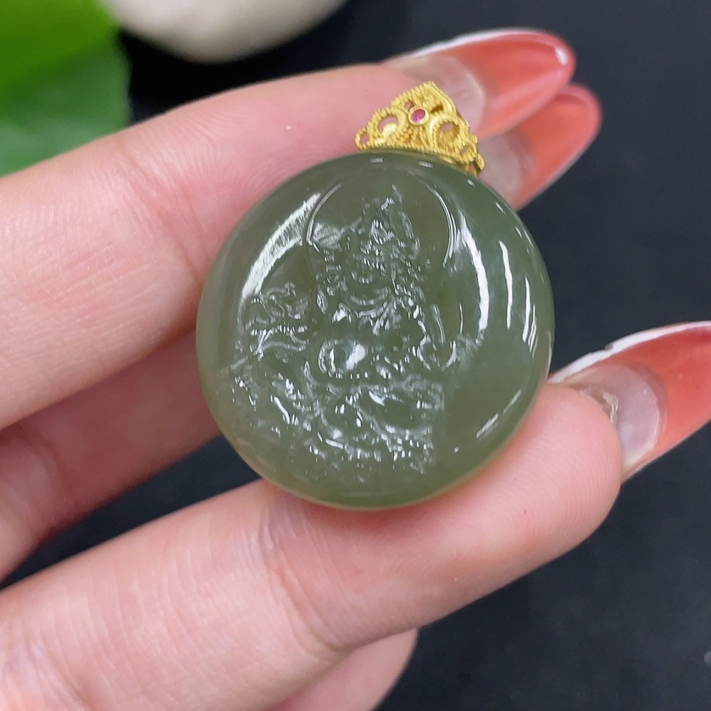 H35083832 Hetian Jade Pendant Yellow Jambhala Non-Gold Total Weight Approx. 8.8g