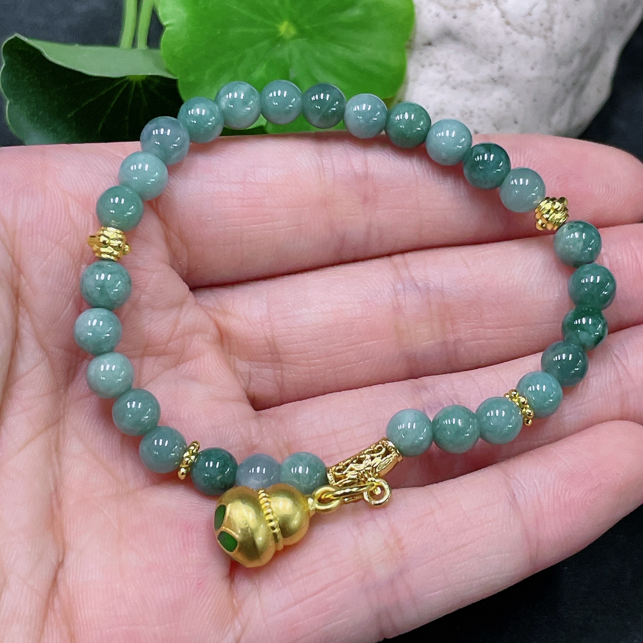 F32748453 Jadeite Bracelet Non-Gold Total Weight Approx.13.88g Size About 6mm