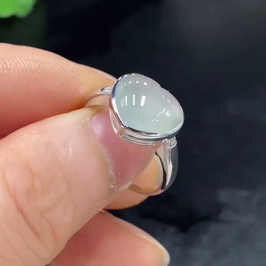 F27067568 Jadeite Inlaid Ring 18k Gold Size 14 Total Weight Approx. 2.7g