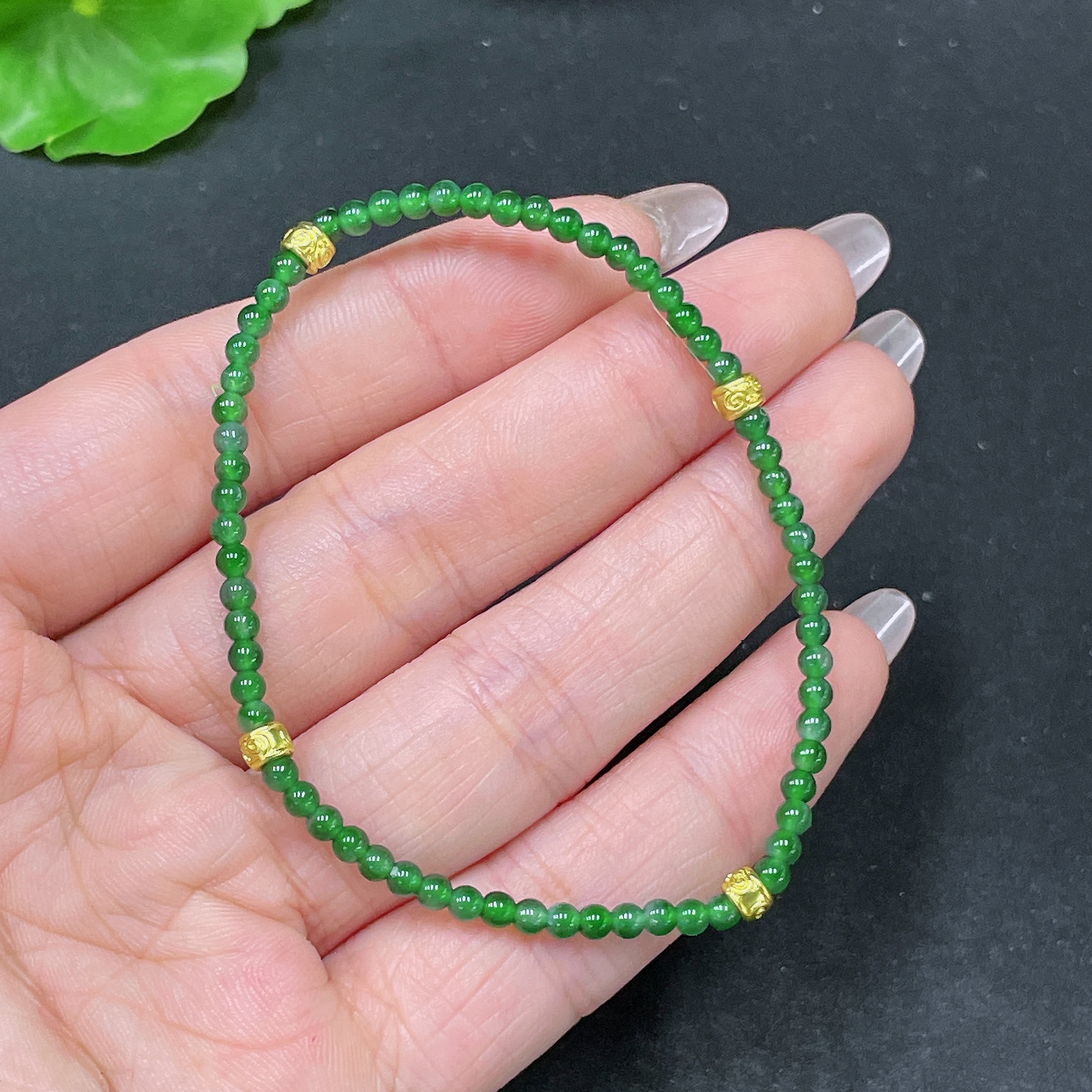 F35105613 Jadeite Bracelet Non-Gold Total Weight Approx. 3.35g Size About 3mm