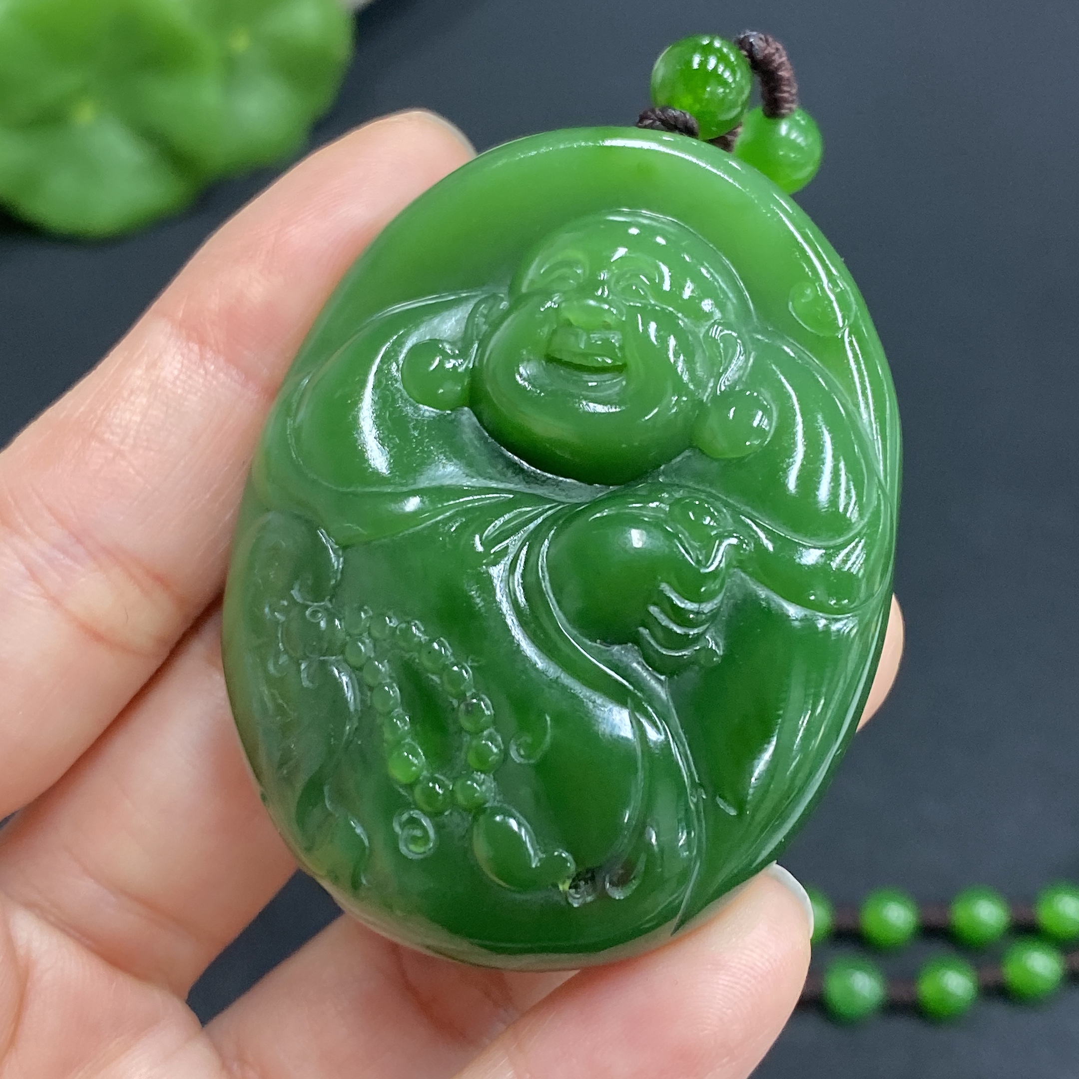H28261106 Hetian Jade Pendant - Buddha with Non-Hetian Jade Chain, Total Weight Approx. 80.7g (Incl. Chain)
