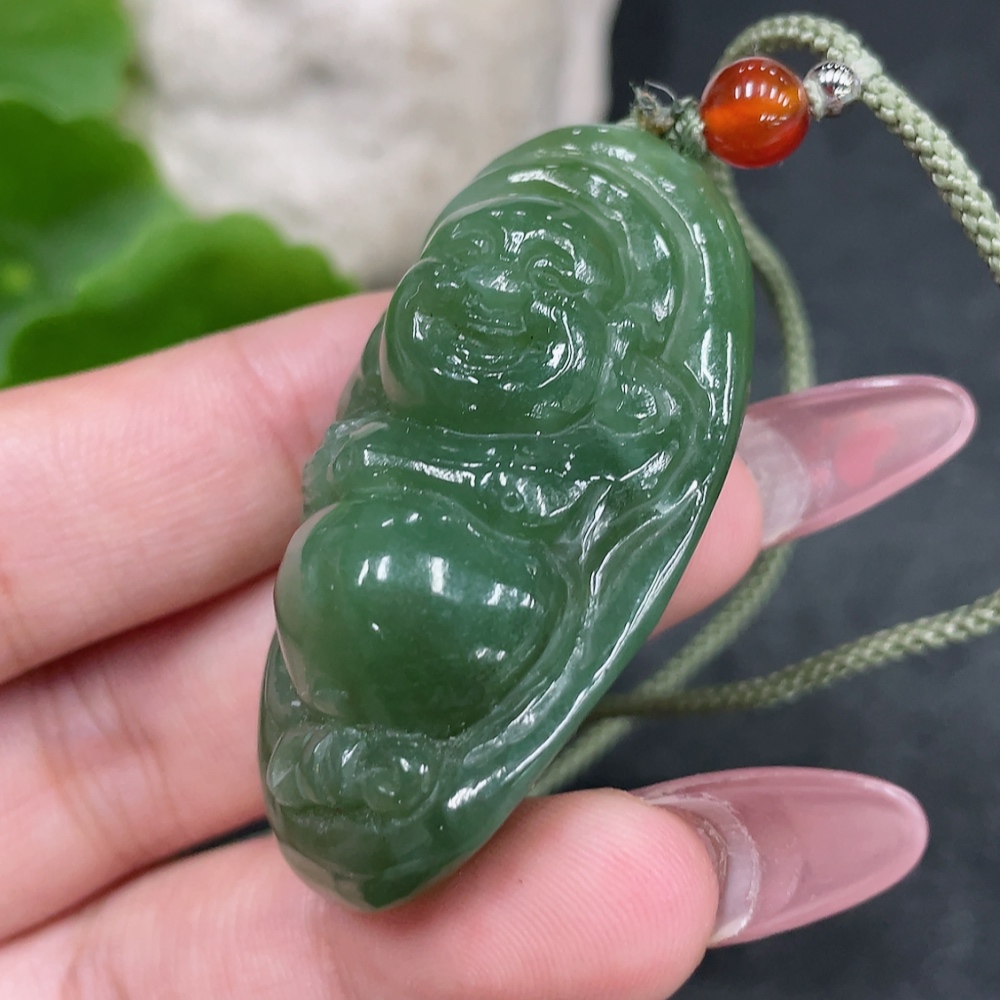 H33925184 Hetian Jade Pendant    Buddha    Total weight (including rope): 32.6g