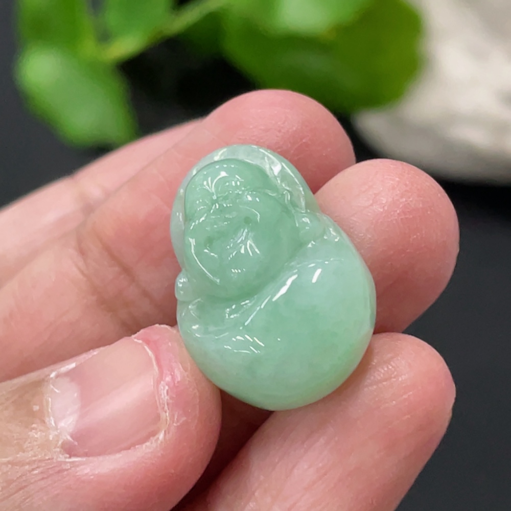 F35108605 Jadeite Smiling Buddha Pendant Total Weight Approx. 4.58g