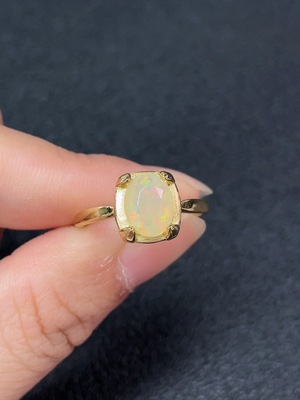 C34991083 Opal Ring Non-Gold Adjustable Total Weight Approx. 2.25g Size 8.5*6.6mm