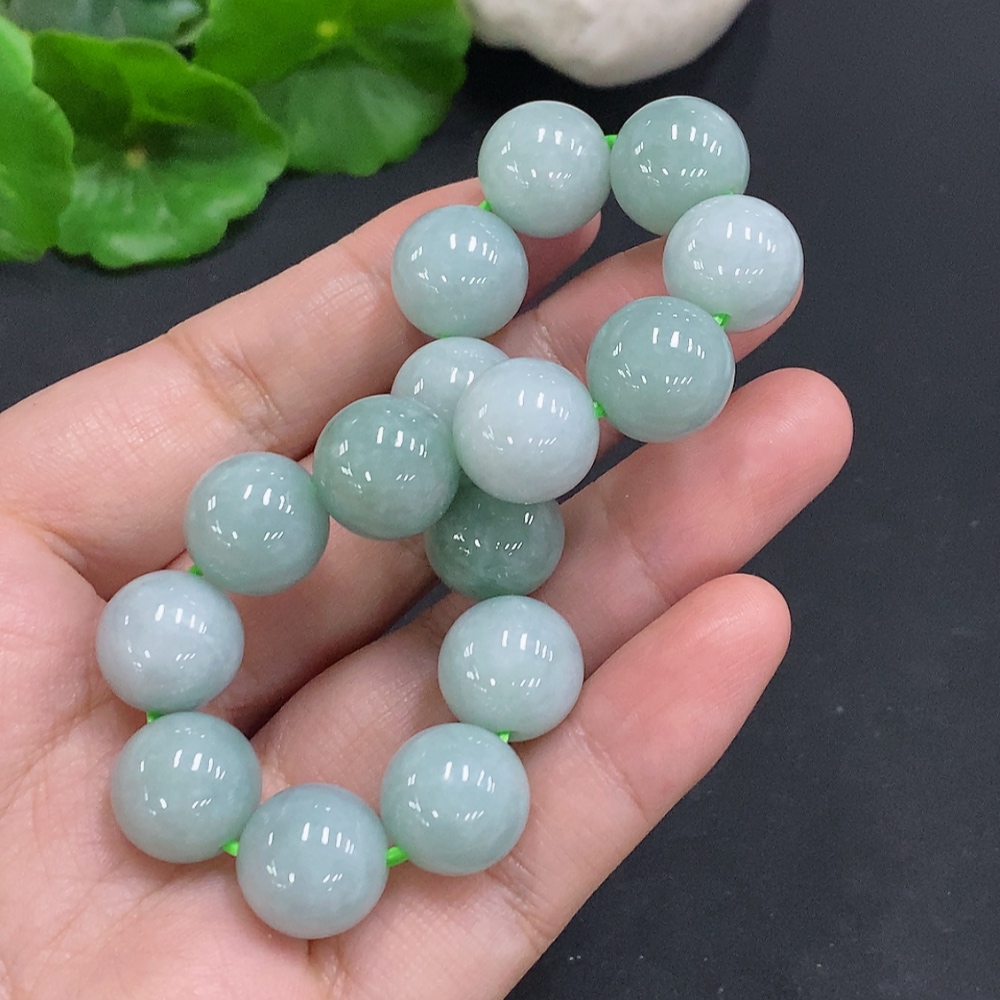 F34050222 Jadeite Bead Necklace Approx. 12.6mm Total Weight Approx. 55.6g