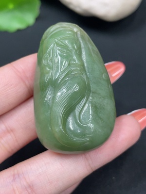H34026156 Hetian Jade Pendant Guan Gong Total Weight About 39.4g