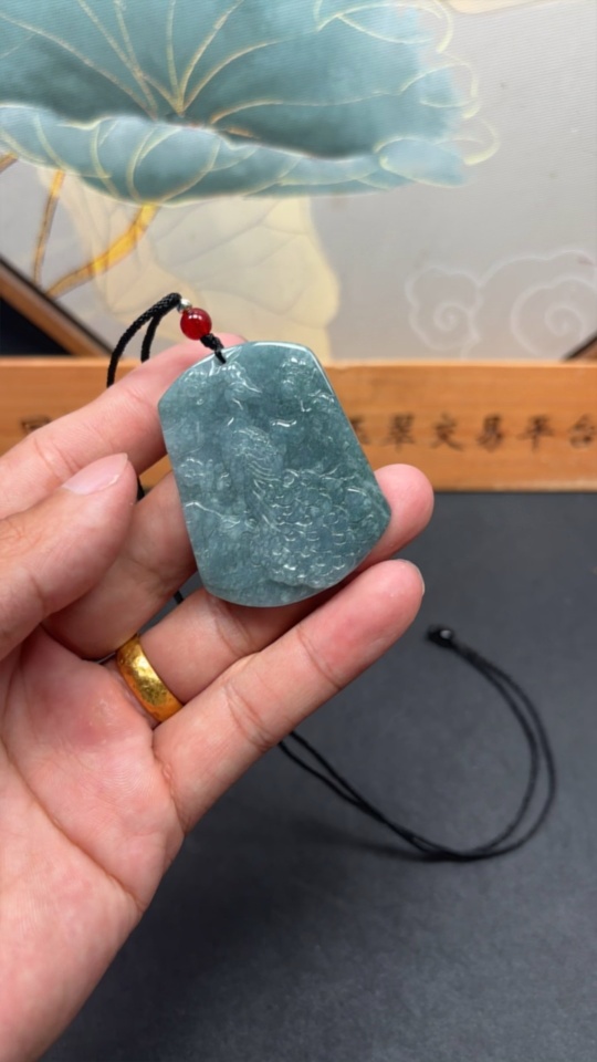 F29393496 Jadeite Phoenix and Peony Pendant