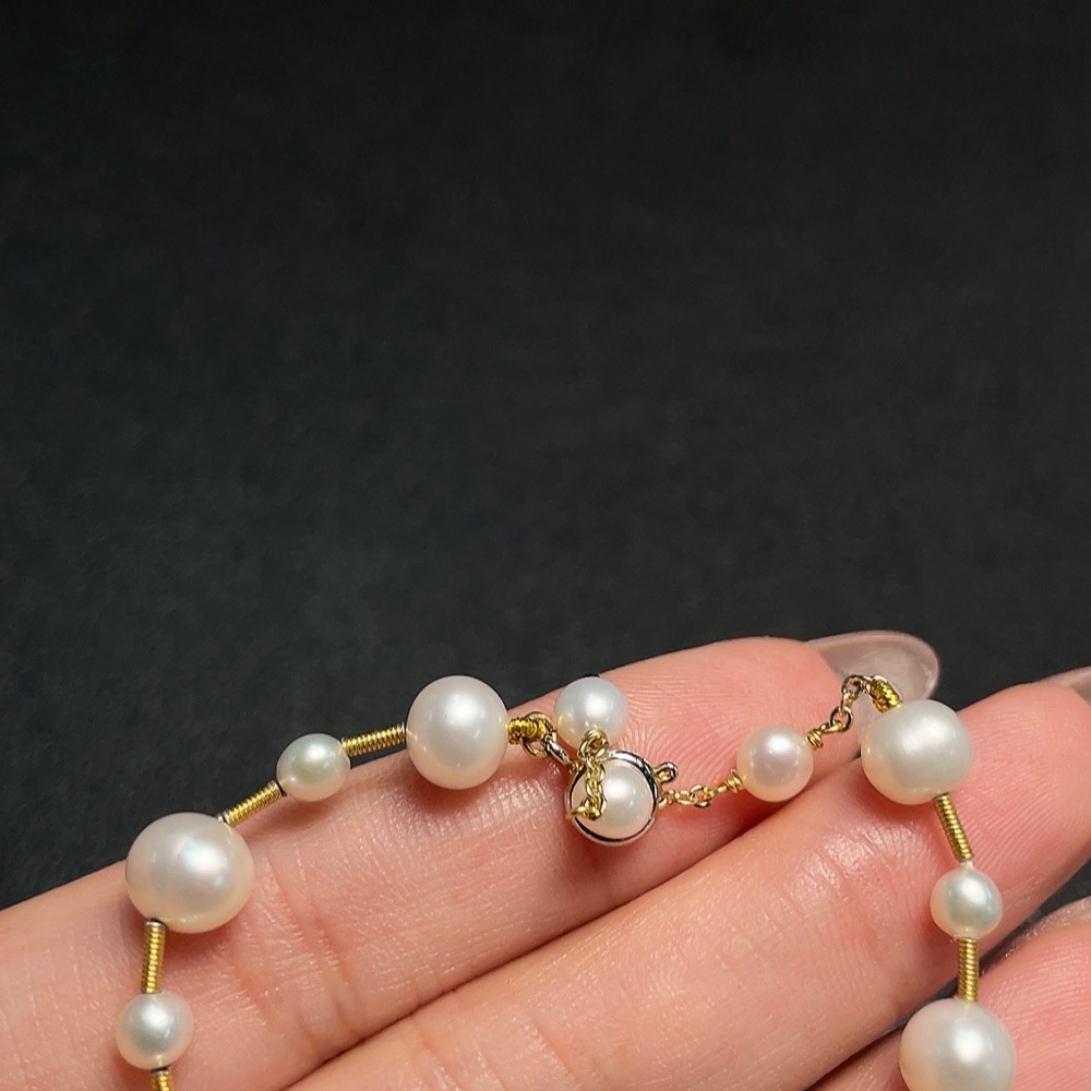 C34952426 Pearl Bracelet Non-Gold Total Weight Approx. 6.04g Size 3.8-7.3mm