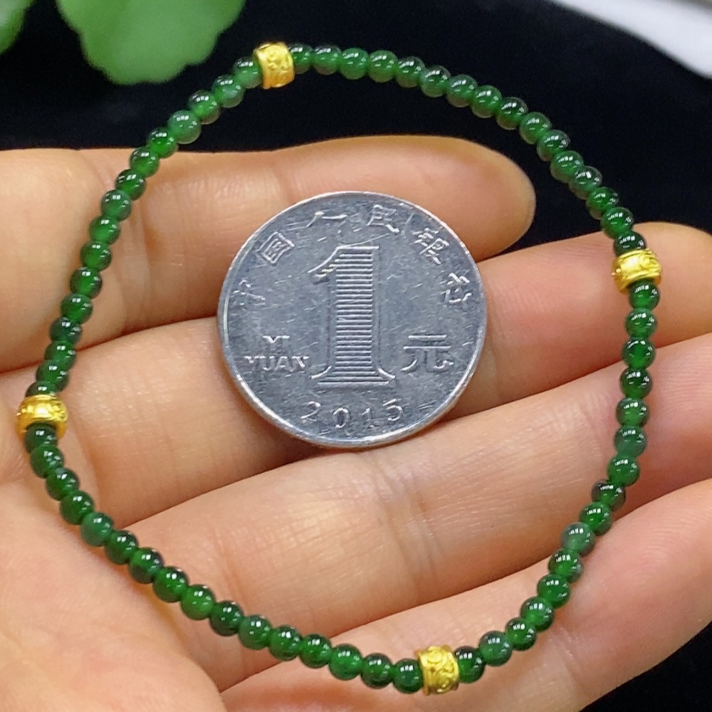 F34044438 Jadeite bead bracelet, approx. 2.8mm, total weight approx. 3.51g, non-gold