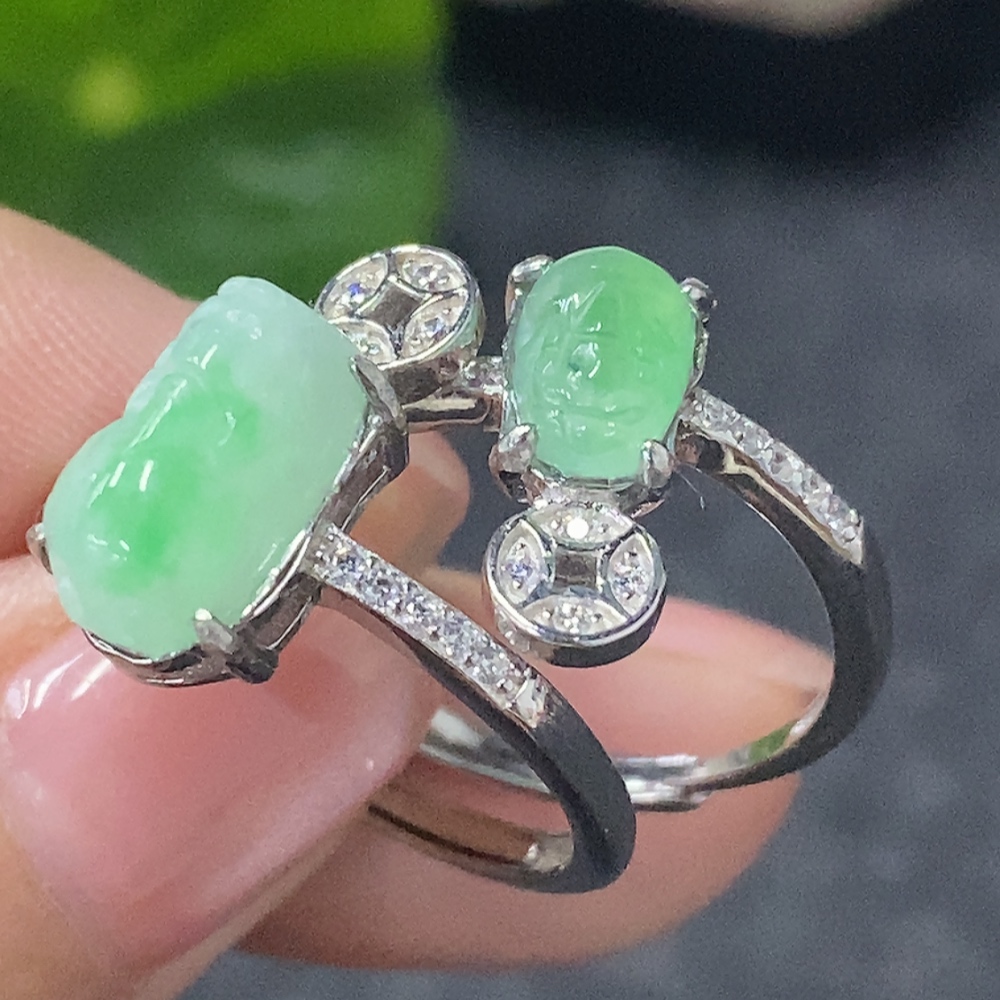 F34998256 Jadeite Inlaid Ring Sell as a Lot Non-Gold