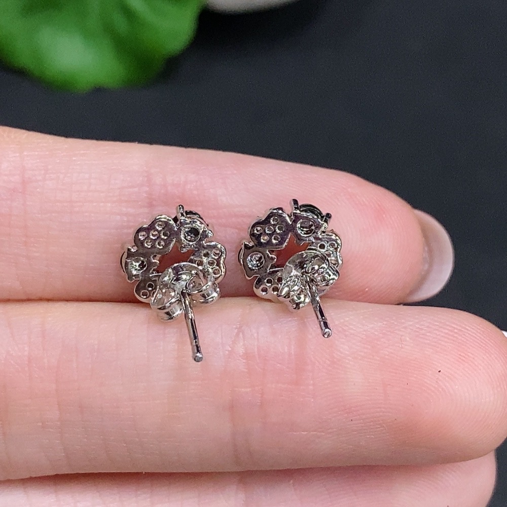 F34034151 Jadeite cabochon stud earrings, non-gold setting, total weight approx. 1.3g