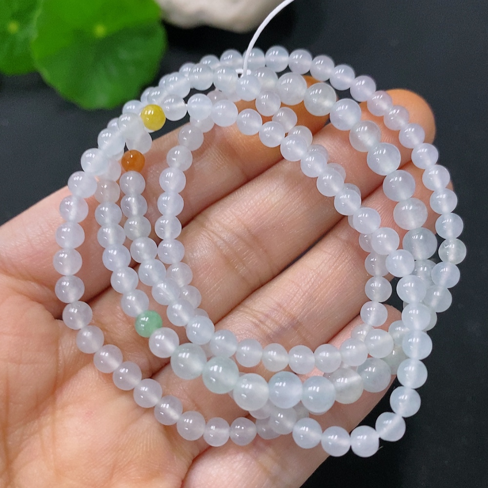 F30442587 Jadeite Bead Necklace Approx. 5mm Total Weight Approx. 17.5g Color Origin Undetermined