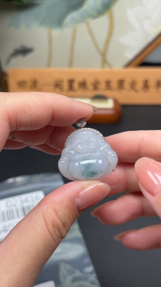 F34023416 Jadeite Buddha Pendant 18k Gold Total Weight Approx. 6.6g Non-Diamond