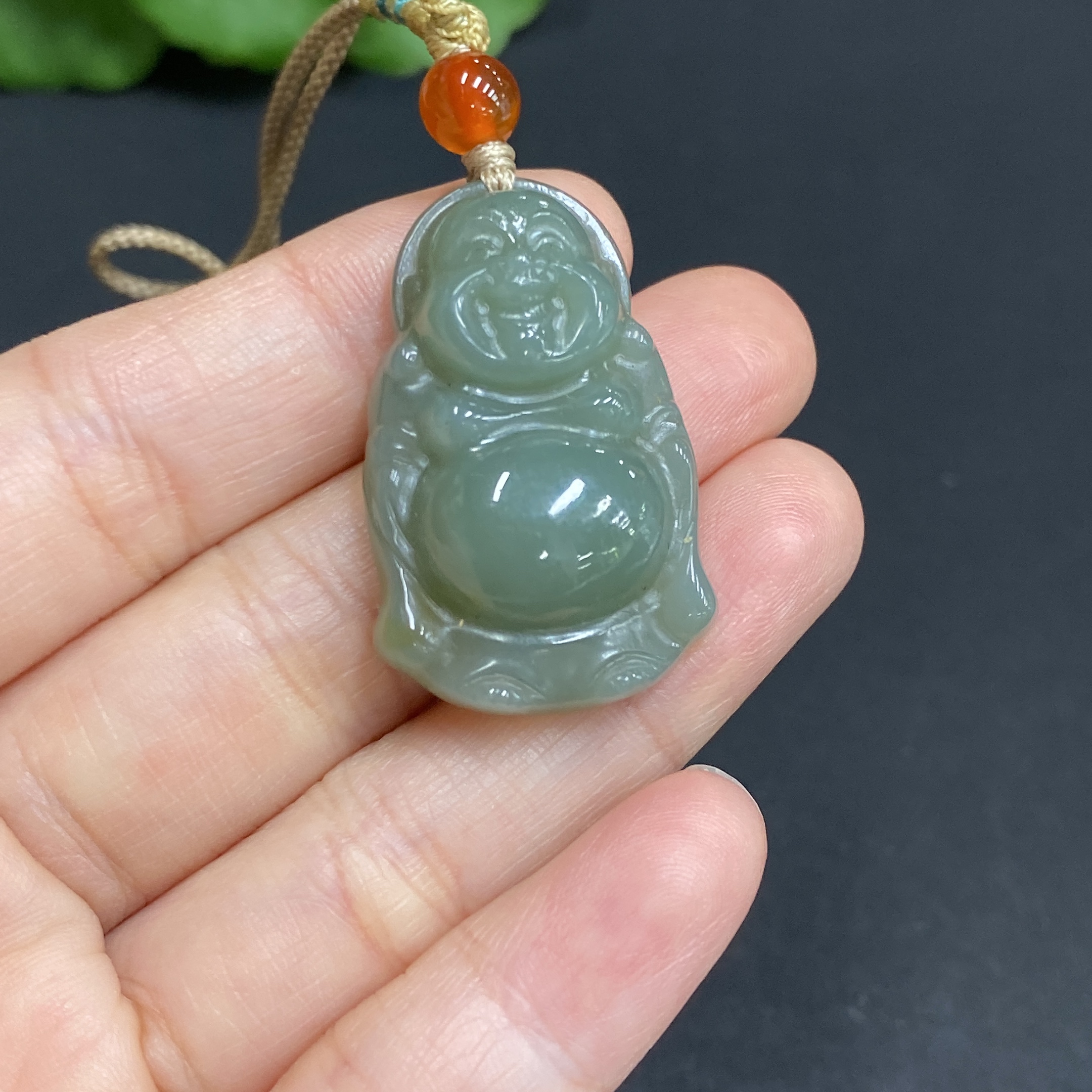 H33903123 Hetian Jade Pendant Buddha Total Weight (with rope): 11.2g