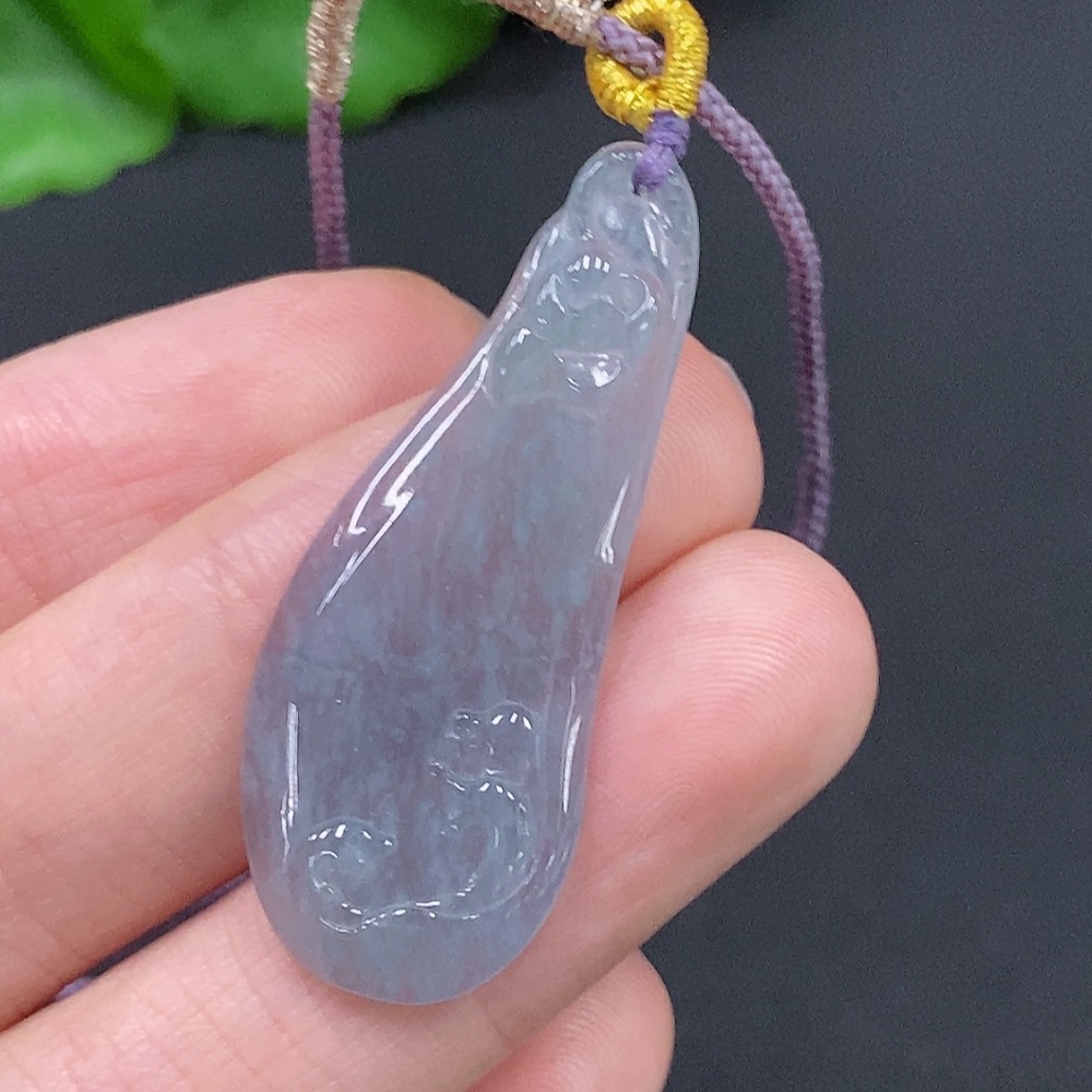 F29392402 Jadeite Auspicious Fish Pendant Total Weight Approx. 4g (including rope weight)