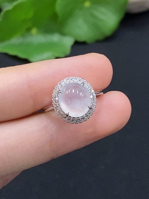 F33833403 Jadeite Cabochon Solitaire Ring 18K Gold Size 9 with Diamond Accent Total Weight Approx. 1.8g