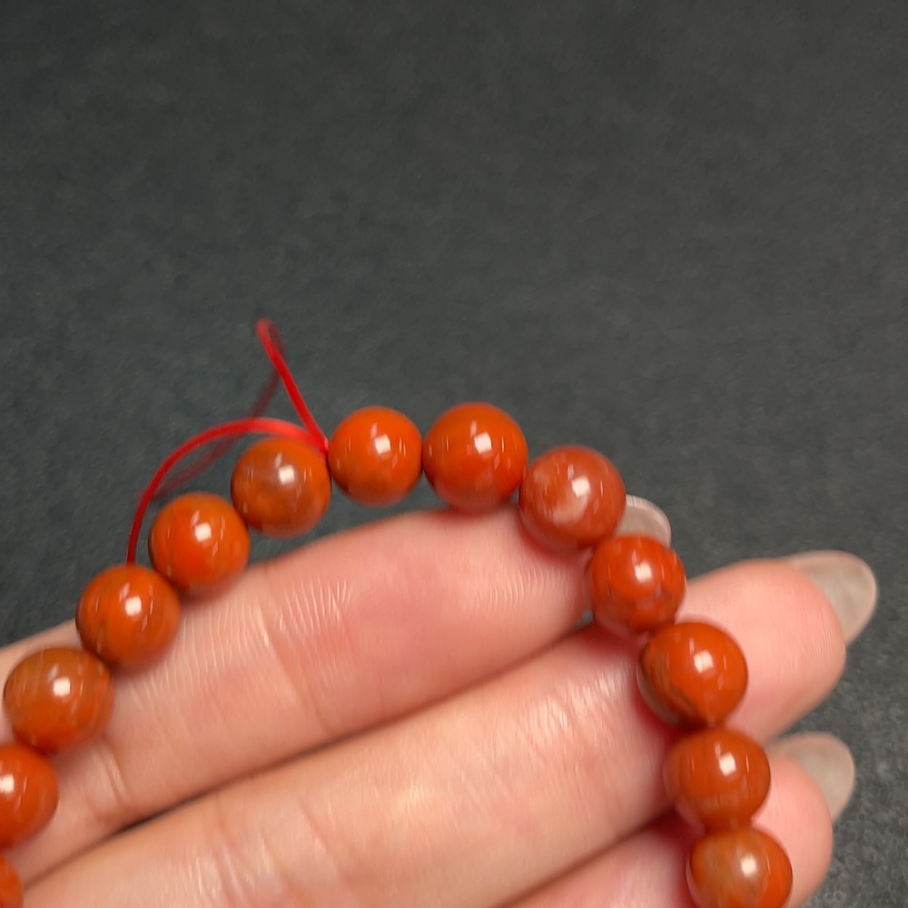 C33920622 Red Agate Bracelet with Visible Organic Matter, Total Weight Approx. 15.15g, Bead Size About 7.8mm