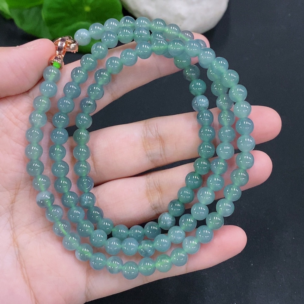 F33884205 Jadeite Bead Necklace Non-Gold Inlaid Total Weight Approximately 41.1g Size About 5.8mm